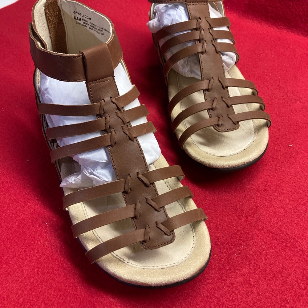 Jambu Brown Gladiator Sandals with Cushioned Insole